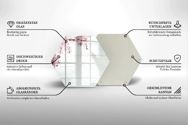 Steklena podloga za rezanje Rože na deskah