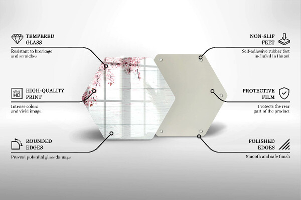 Steklena podloga za rezanje Rože na deskah