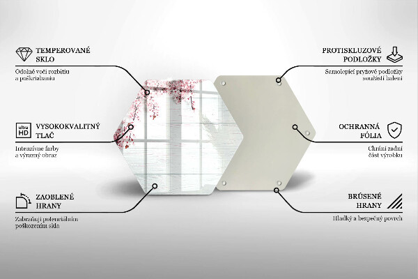 Steklena podloga za rezanje Rože na deskah