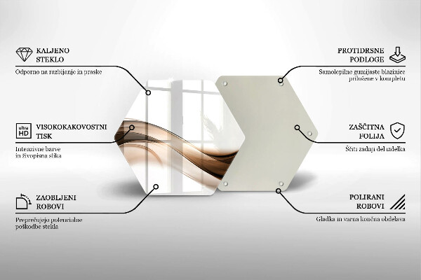 Steklena podloga za rezanje Abstraktne rjave črte