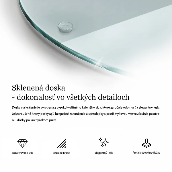 Prozorna steklena deska za rezanje 40 cm