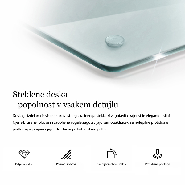 Prozorna steklena podloga za rezanje 40 cm