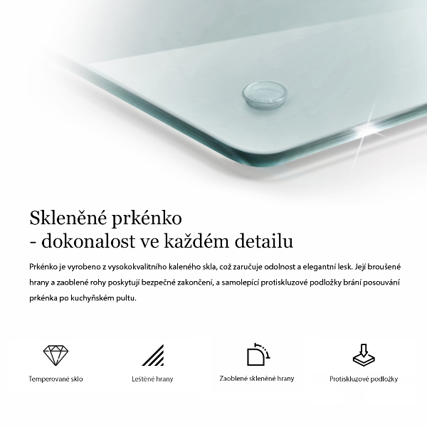 Prozorna steklena podloga za rezanje 40 cm