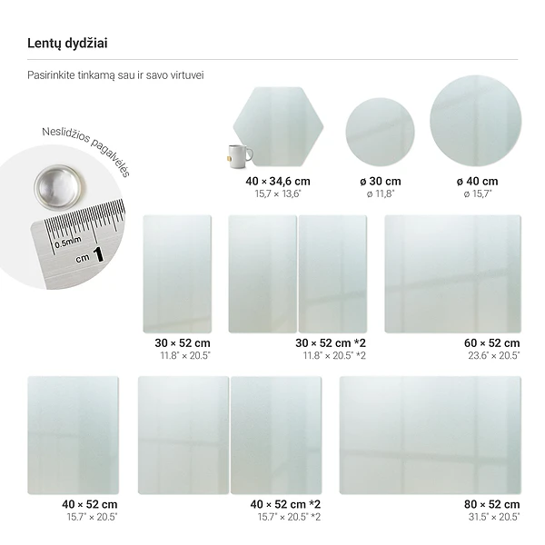Moderna steklena deska za rezanje 30 x 52 cm, komplet 2 kosa