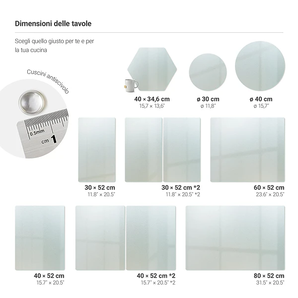 Unikatna okrogla steklena kuhinjska deska premera 30 cm