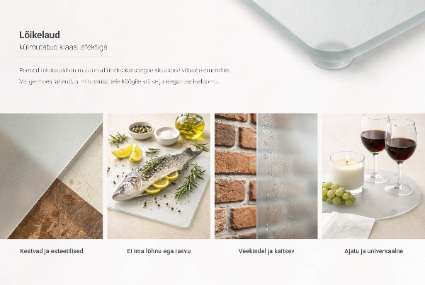 Velika steklena kuhinjska deska v velikosti 80 x 52 cm