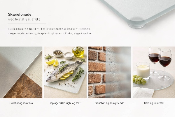 Velika steklena kuhinjska deska v velikosti 80 x 52 cm