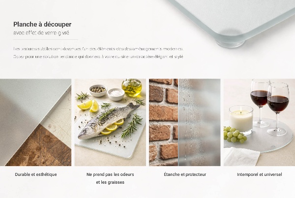 Moderna steklena deska za rezanje višine 40 cm