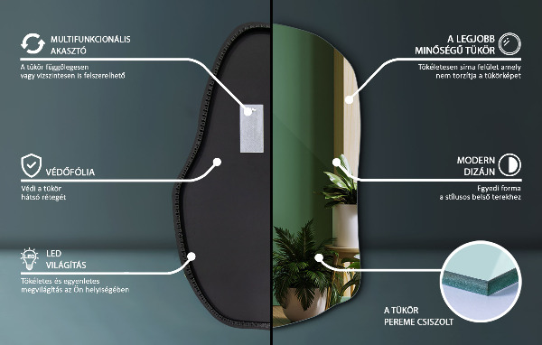 Led ogledalo nepravilna oblika moderno 80x52 cm