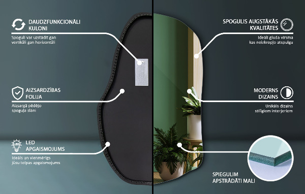 Led ogledalo nepravilna oblika moderno 80x52 cm