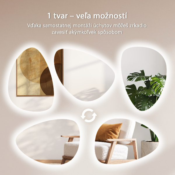 LED ogledalo jajčaste oblike 57x80 cm