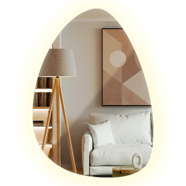 Stensko jajčasto LED ogledalo 64x90 cm