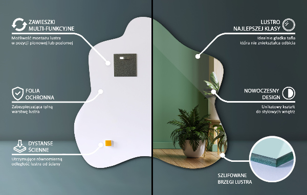 Ogledalo packe asimetrično 58x58 cm