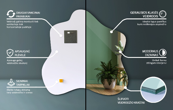 Ogledalo packe asimetrično 68x67 cm