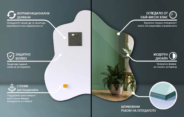 Ogledalo packe asimetrično 77x77 cm