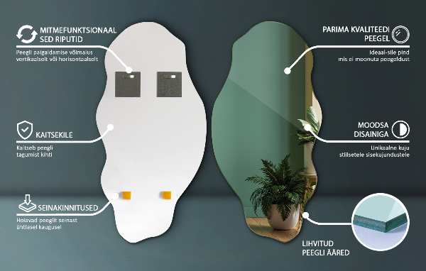 Ogledalo nepravilna oblika madež dekorativni 50x100