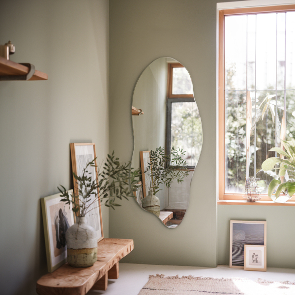 Asimetrično ogledalo okras za steno 35x80 cm