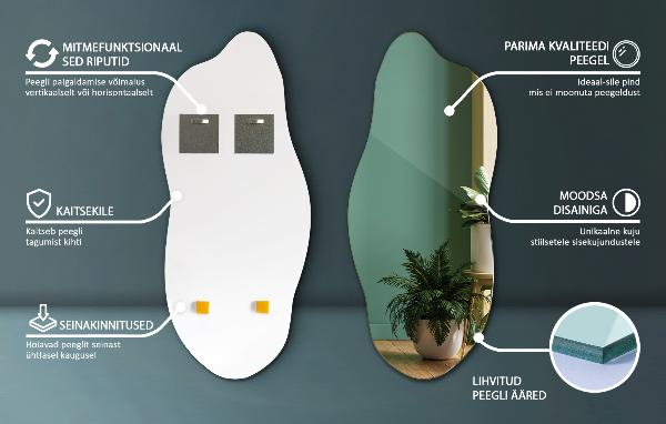 Ogledalo nepravilna oblika brez okvirja 40x90 cm