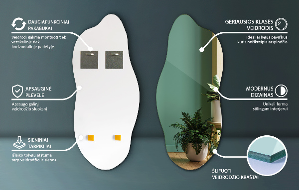 Organsko ogledalo sodoben 45x100 cm