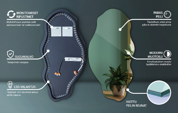 Led ogledalo nepravilna oblika modno 40x80 cm