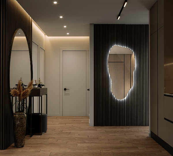 Asimetrično ogledalo z led osvetlitvijo dekorativni 50x100 cm