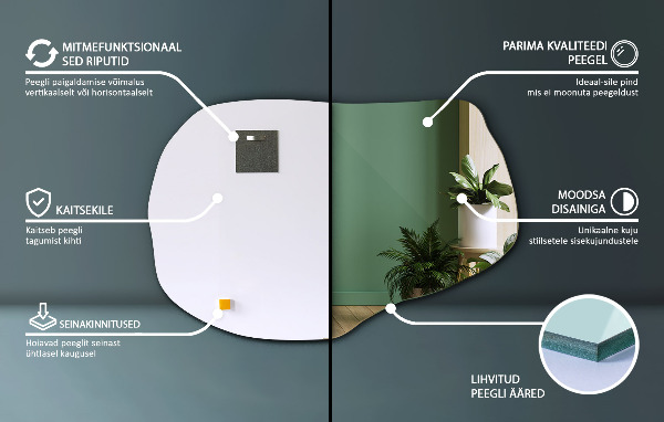 Asimetrično ogledalo dekorativno 70x46 cm