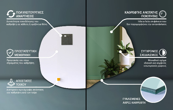 Asimetrično ogledalo dekorativno 70x46 cm