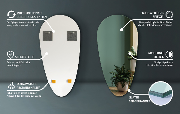 Ogledalo kapljice brez okvirja 50x100 cm