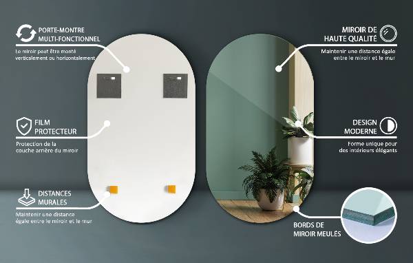 Ovalno ogledalo brez okvirja 40x70 cm