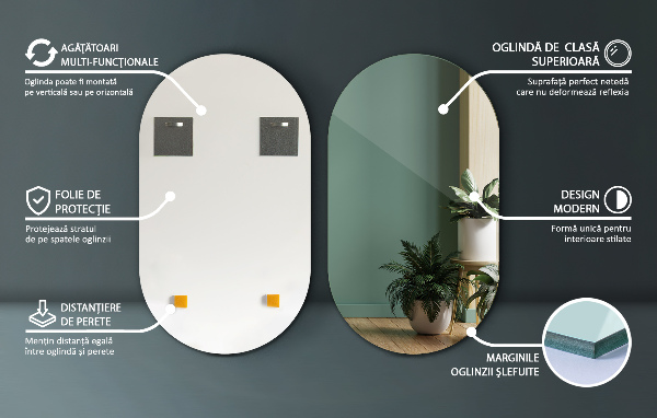 Ovalno ogledalo brez okvirja brez okvirja 52x90 cm