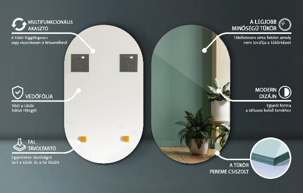 Ovalno ogledalo brez okvirja brez okvirja 52x90 cm