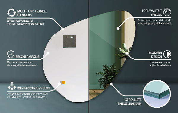 Ogledalo asimetrično 48x48 cm