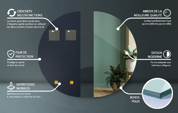 Polkrožno ogledalo 45x90 cm