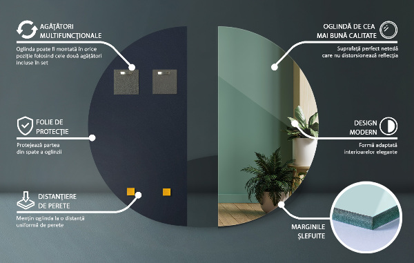 Polkrožno ogledalo 45x90 cm