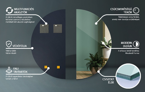 Polkrožno ogledalo 45x90 cm