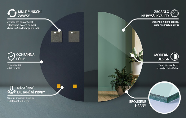 Ogledalo polkrožno 50x100 cm