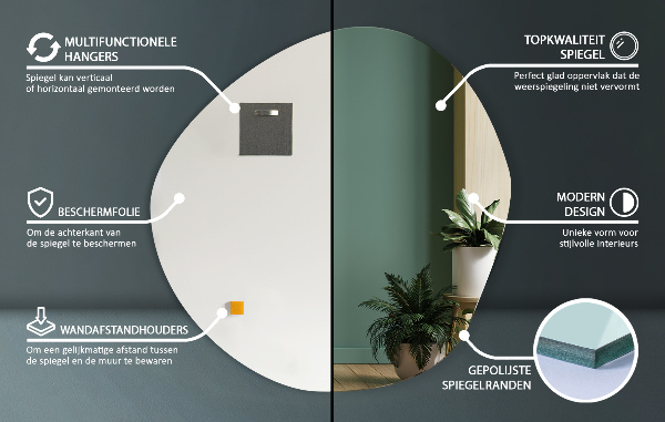 Ogledalo nepravilna oblika brez okvirja 58x58 cm