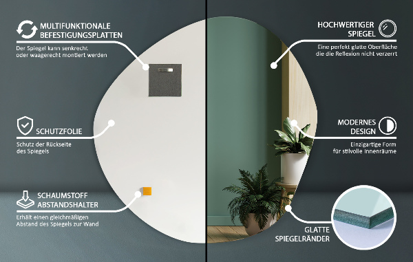 Asimetrično stensko ogledalo 87x86 cm