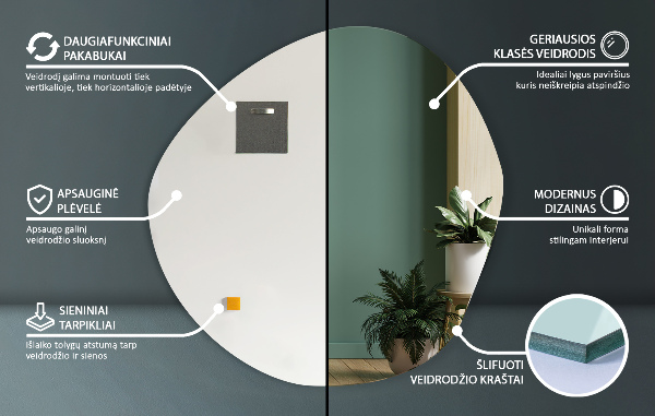 Asimetrično stensko ogledalo 87x86 cm