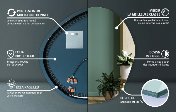 Asimetrično ogledalo z led osvetlitvijo 87x86 cm
