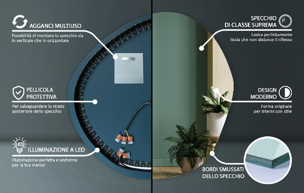 Led ogledalo nepravilna oblika 97x96 cm