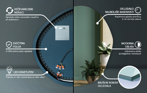 Led ogledalo nepravilna oblika 97x96 cm