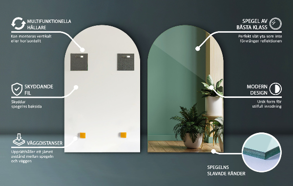 Polovično ovalno ogledalo 45x80 cm