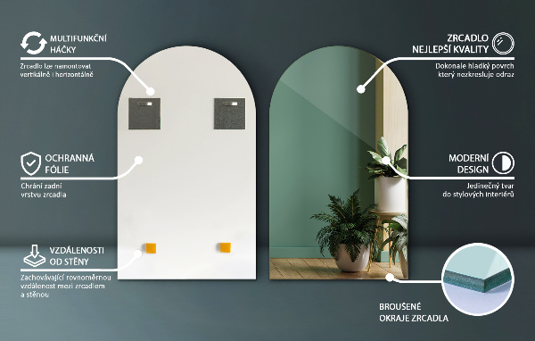 Polovično ovalno zrcalo 50x90 cm