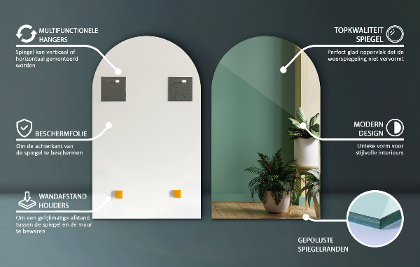 Polovično ovalno zrcalo 50x90 cm