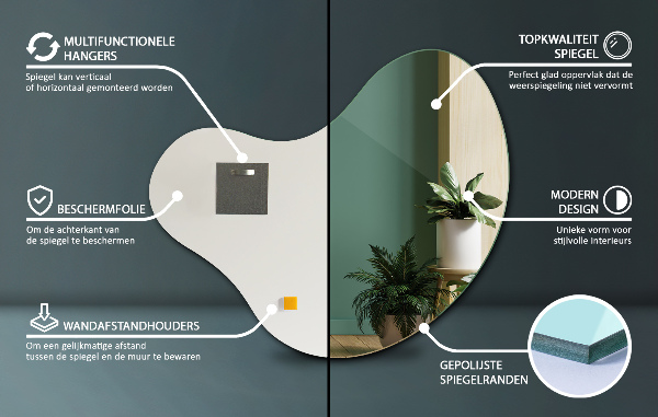 Ogledalo Nepravilna Oblika brez okvirja 58x58 cm