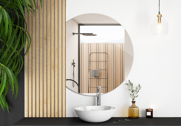 Polkrožno dekorativno ogledalo 63x70 cm