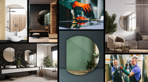 Polkrožno ogledalo 84x100 cm