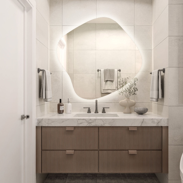 Organsko ogledalo z LED osvetlitvijo 59x58 cm