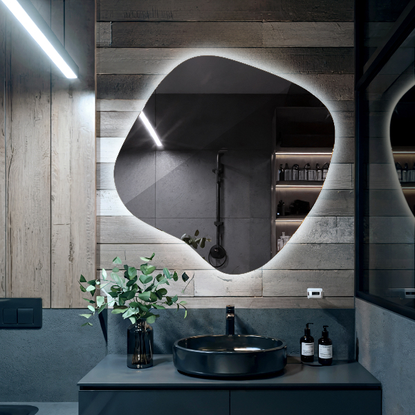 Organsko ogledalo z LED osvetlitvijo 68x67 cm